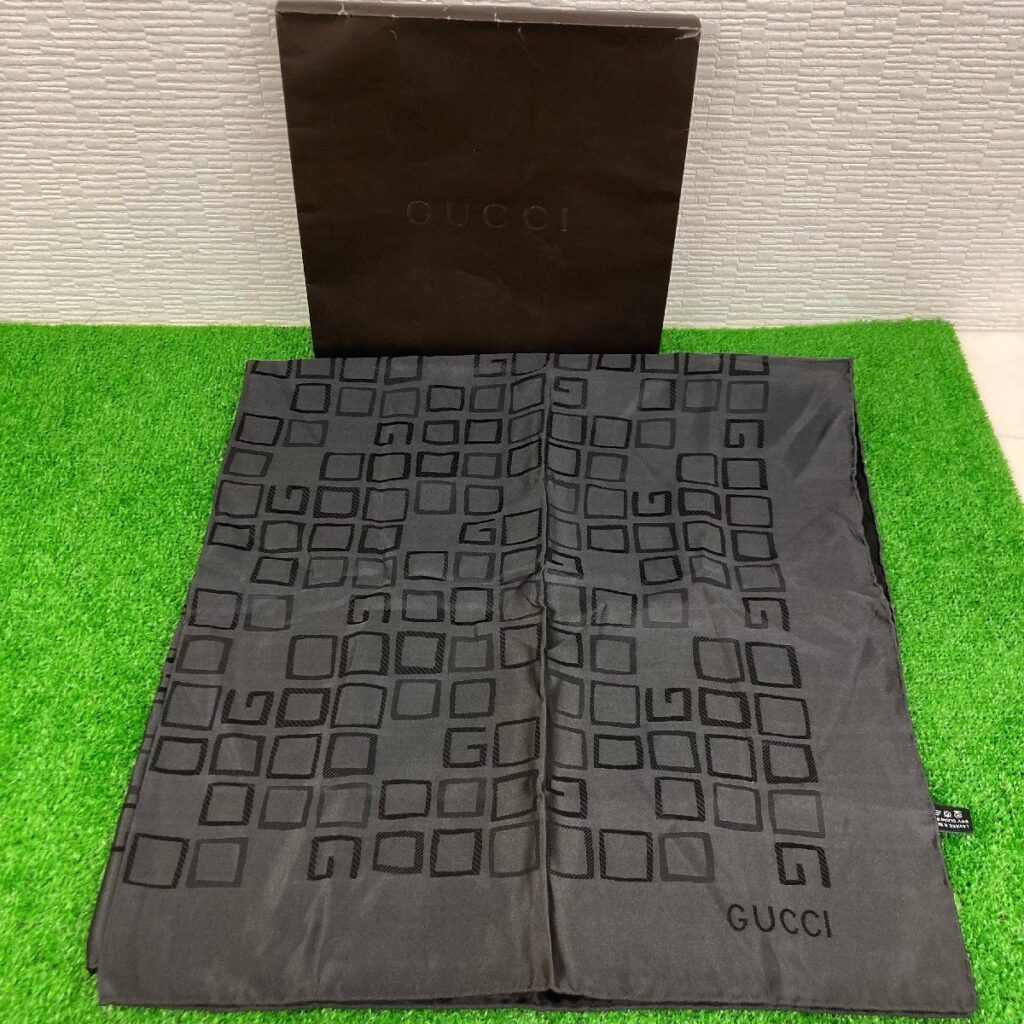 GUCCI グッチ 大判 シルクスカーフ ブラック ショール ストール　G柄