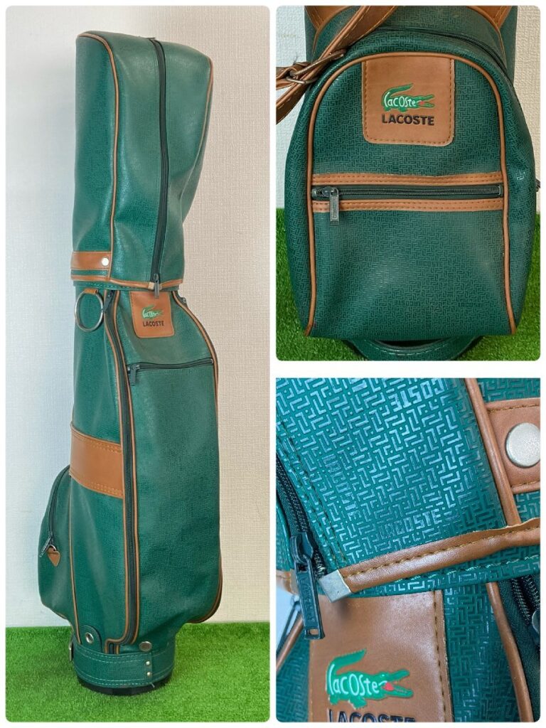 LACOSTE ラコステ キャディバッグ ゴルフバッグ ロゴ総柄 ゴルフクラブ 10本付属 Wilson DUNLOP ミズノ 他