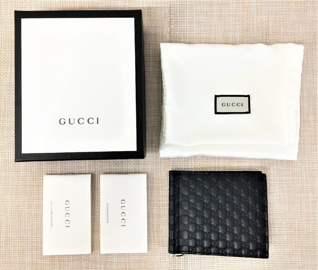 GUCCI グッチ マネークリップ 札入れ マイクロシマ レザー ブラック 544478