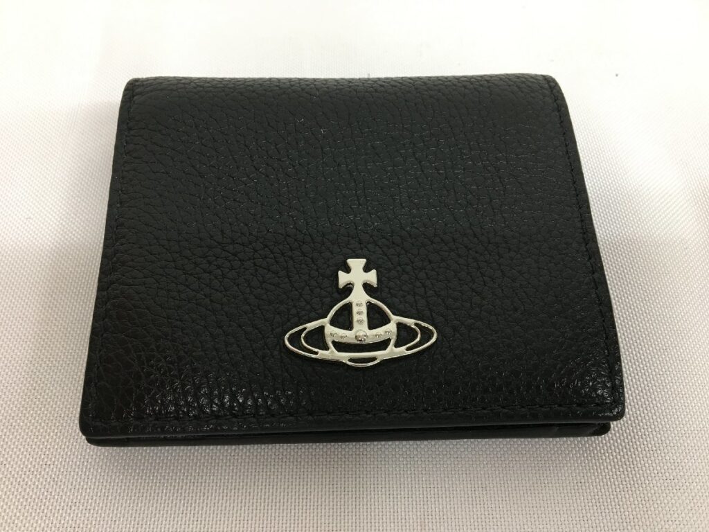 Vivienne Westwood ヴィヴィアンウエストウッド GRAINLEATHER 二つ折り財布 コンパクト 財布 レディース メンズ 黒