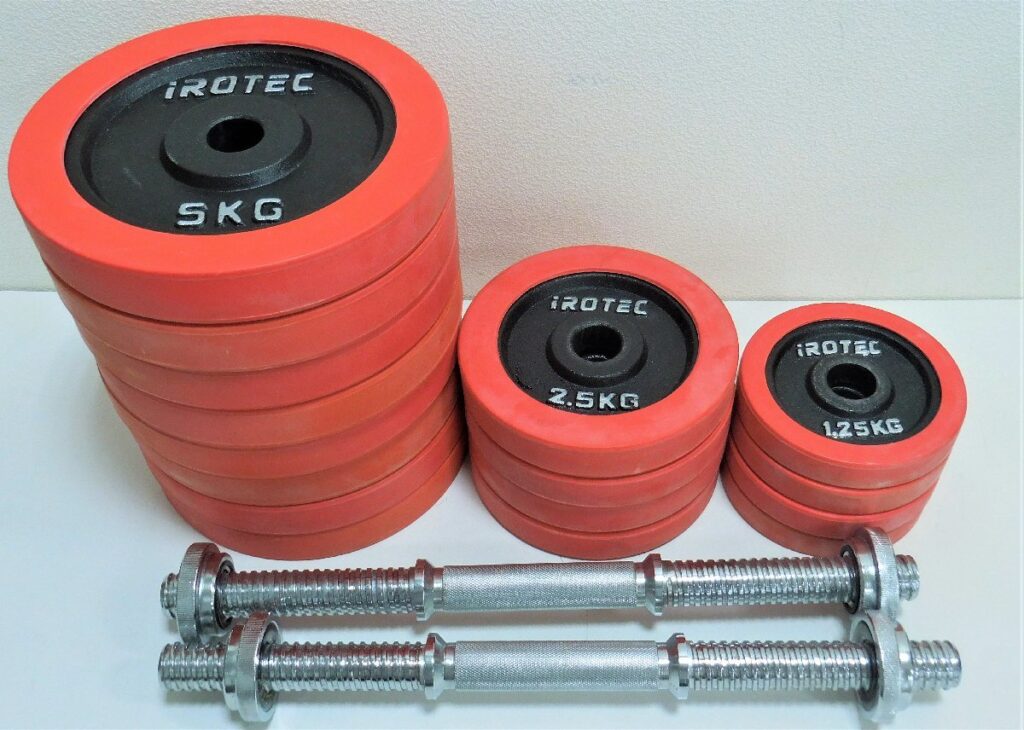IROTEC アイロテック 筋トレ ダンベルプレート ダンベル　5kg×8個　2.5kg×4個　1.25kg×4個
