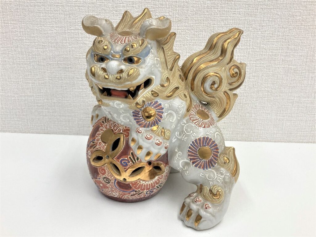 九谷焼 玉乗りシーサー 獅子 狛犬 インテリア 置物