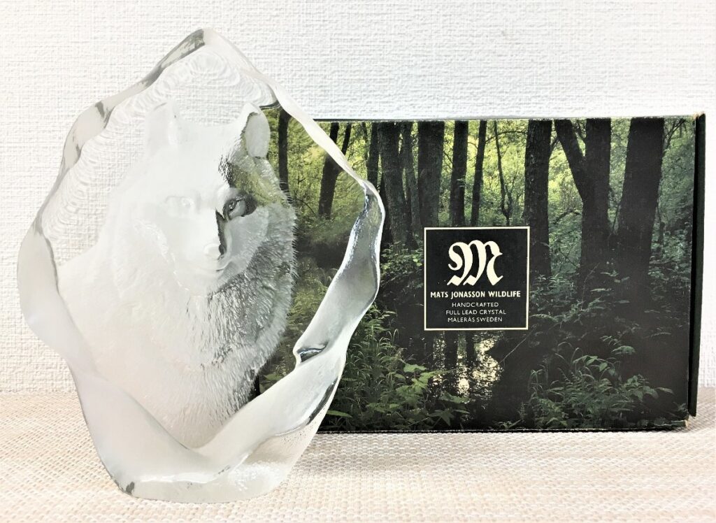 MATS JONASSON マッツジョナサン WILD LIFE 狼 クリスタルガラス 置物