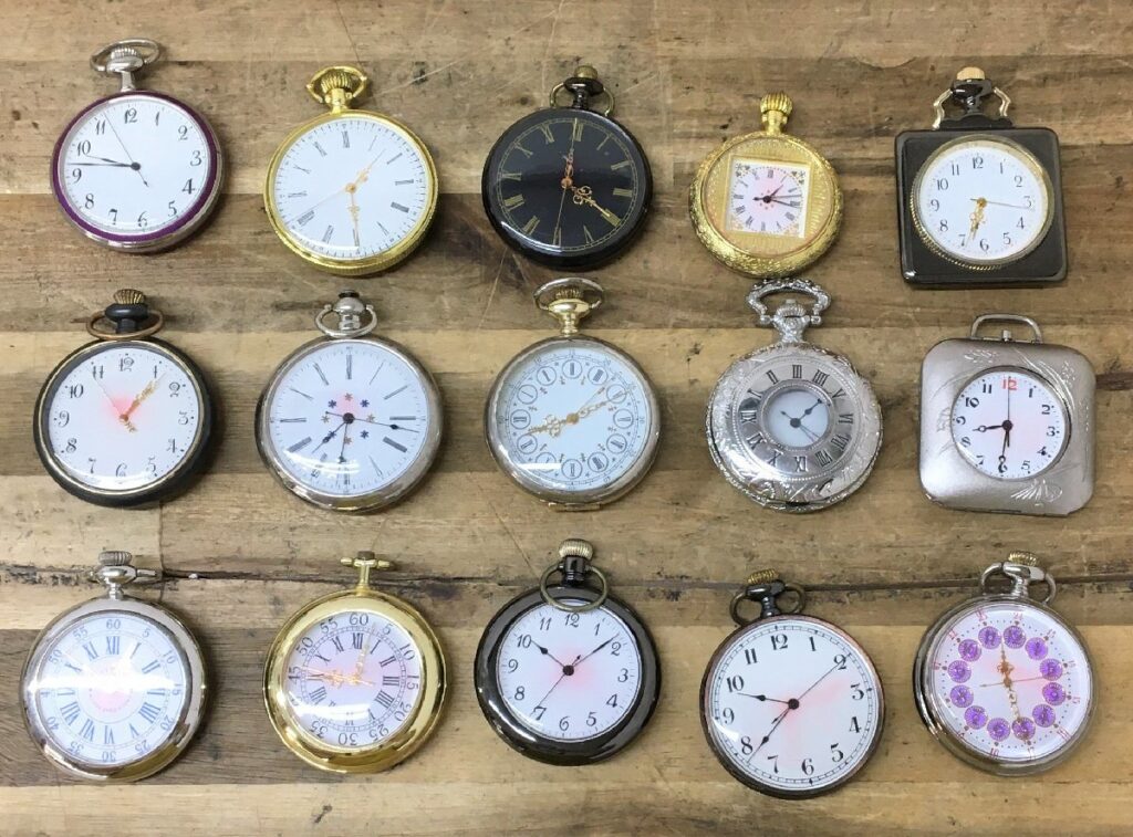 懐中時計 時計 アクセサリー アンティーク アナログ 19点 チェーン付 まとめ売り
