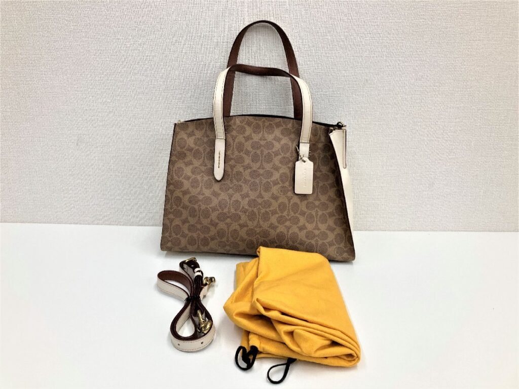 COACH コーチ 31210 シグネチャー PVC×レザー トートバッグ ショルダー 肩掛け レディース