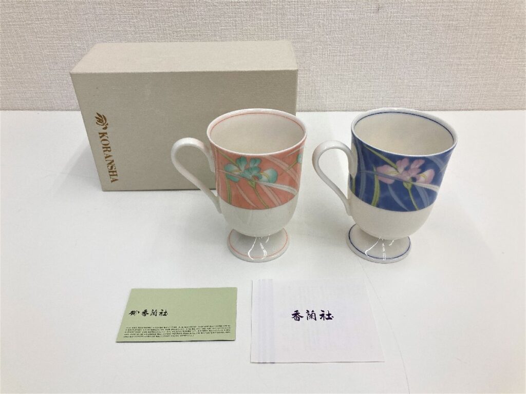 香蘭社 KORANSHA 花あやめ ペアーモーニング コーヒーカップ マグ ティーカップ 2客セット