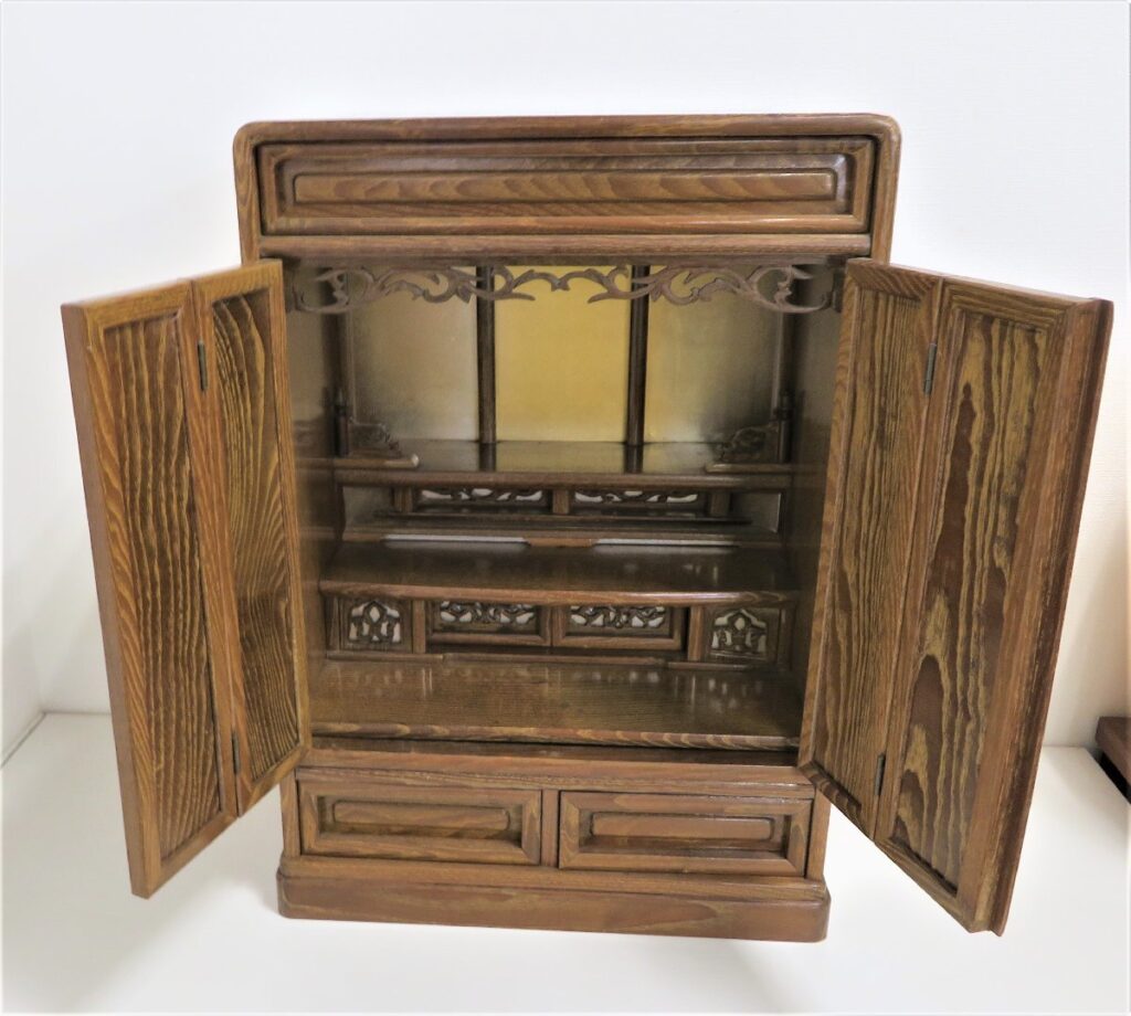 ミニ仏壇 天然木 高さ56㎝ 小型仏壇　家具調 コンパクト 仏具 御仏壇