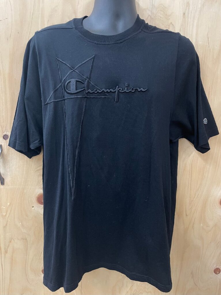 SサイズRICK OWENS×CHAMPION リック・オウエンス×チャンピオン ロゴ T コットン 半袖 刺繍 オーバーサイズ コラボ