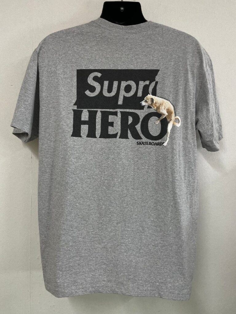 Lサイズ シュプリーム SUPREME x アンタイヒーロー ANTIHERO Dog Tee Tシャツ GRAY グレー 灰色 メンズ