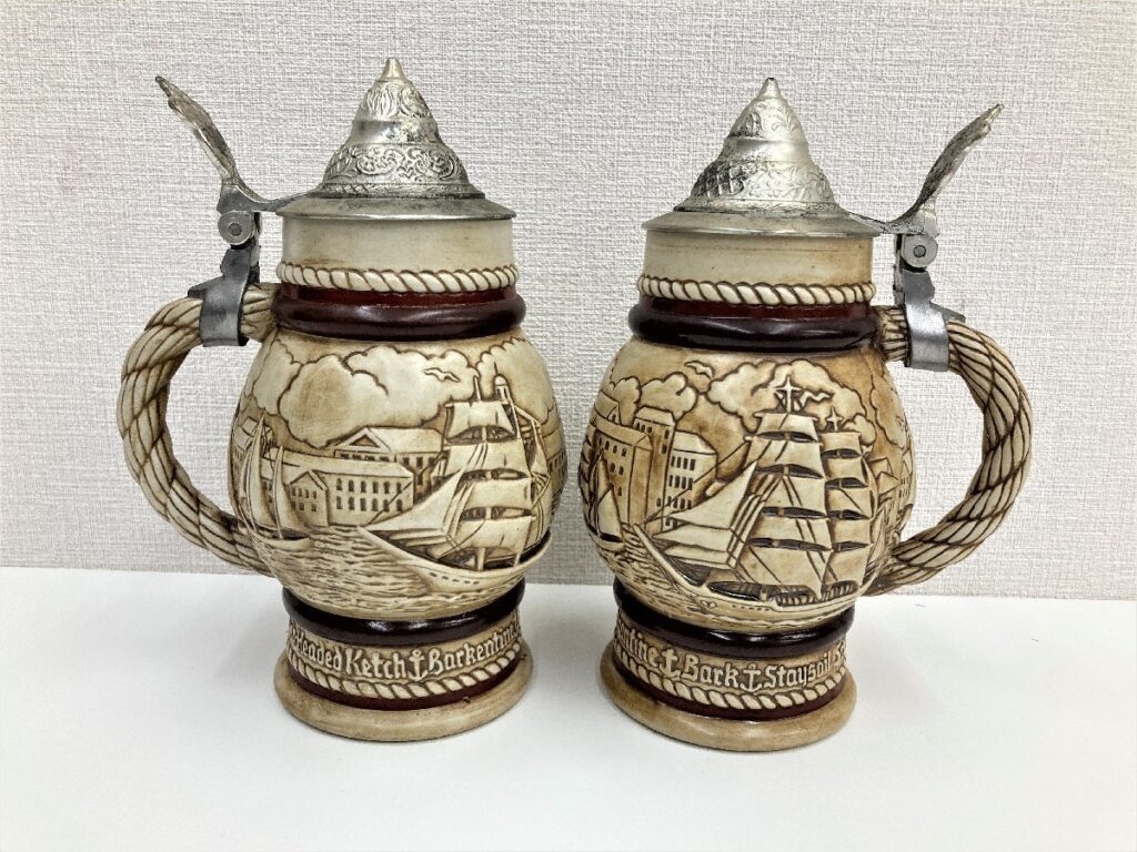 AVON エイボン ビアマグ 蓋付 ビアジョッキ 陶器製 2点セット