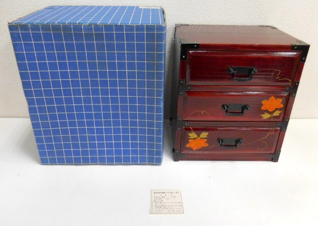 鉄仙 三ツ引タンス 三段小物入れ 漆器 漆芸 天然木 箱付き