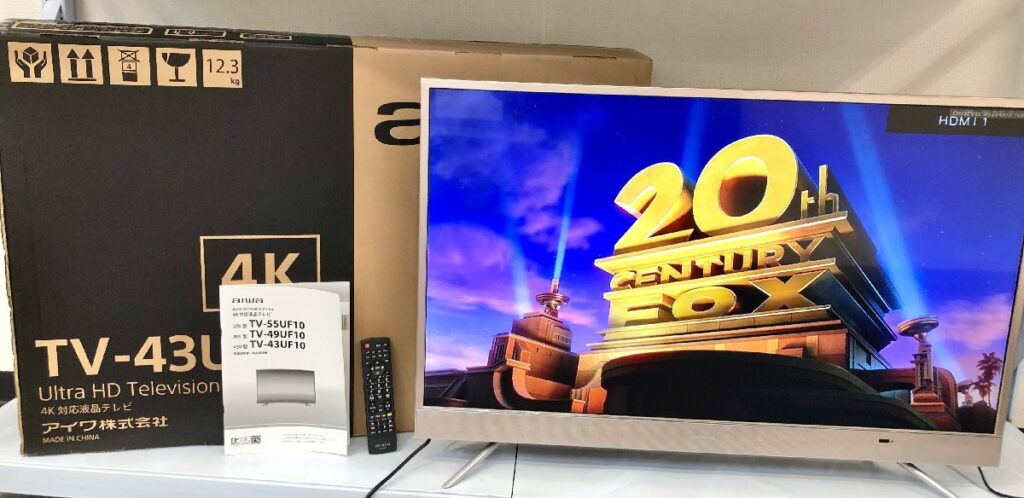 aiwa アイワ 43V型 4K対応 液晶テレビ TV-43UF10 2018年製 取説 リモコン付き