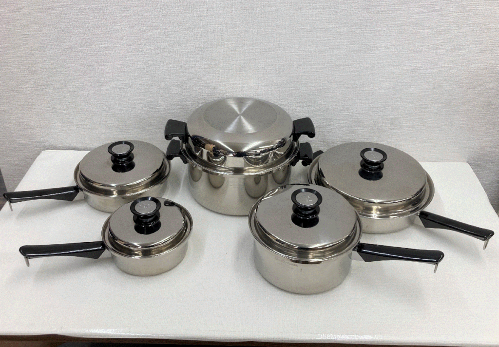 AMWAY アムウェイ Aｍway Queen ステンレス USA製 両手鍋 片手鍋 蒸し器 5点セット
