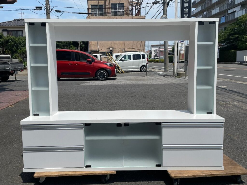 壁面収納 テレビ台 ハイタイプ 扉付き収納 ホワイト 幅150㎝ ゲート型 リビング