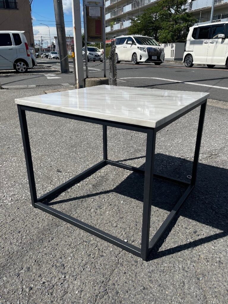 大理石柄センターテーブル T-183-4-6060 幅60cm×奥60cm×高50cm 組立必須 株式会社アーバン通商