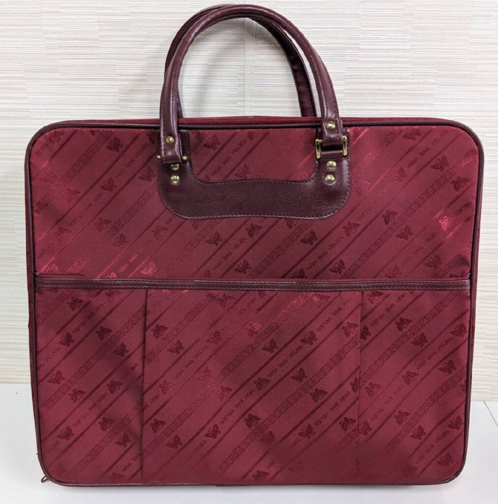 和装バッグ 着物持ち運びバッグ ハードケースタイプ 蝶々 えんじ