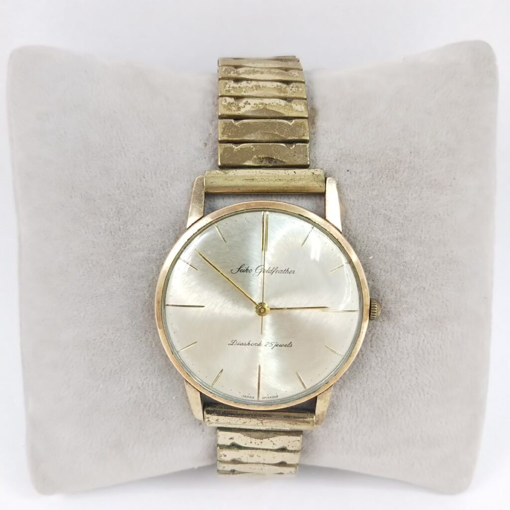 動作品 Seiko セイコー ゴールドフェザー Goldfeather 15008 手巻き腕時計 14KGF