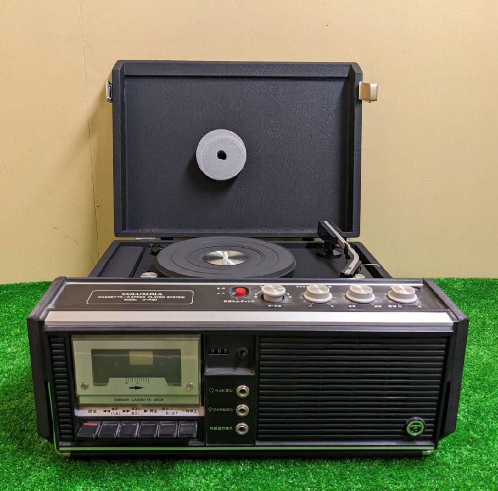 コロンビア G-P20 カセットプレーヤー レコードプレーヤー ターンテーブル COLUMBIA 簡易動作確認済 上蓋破損