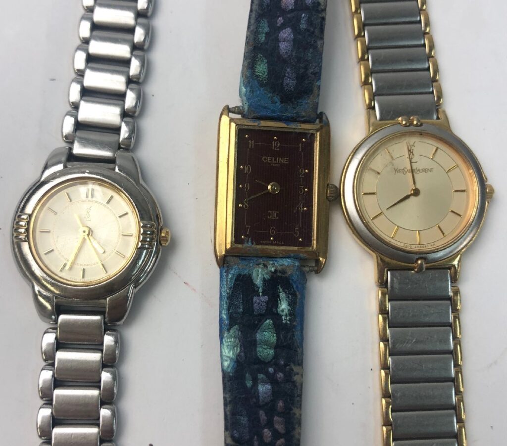 腕時計 まとめ YSL サンローラン2200-228481 5930-F91474 CELINE セリーヌ 2610 3点 電池切れ 未稼働