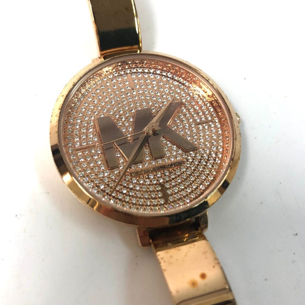 MICHAEL KORS マイケルコース MK-4433 ラインストーン 腕時計 電池切れ 動作未確認 ベルト部分 汚れあり