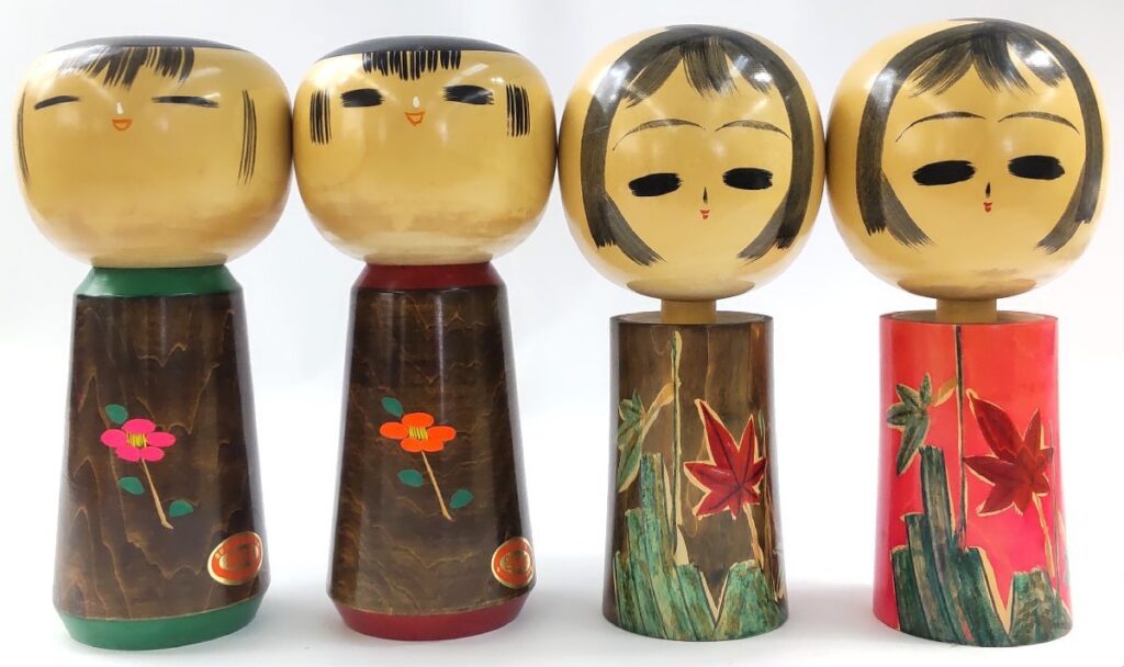 こけし 保男作 4本セット 工芸品/民芸品/伝統工芸 人形/日本人形 置物/置飾り 現状品
