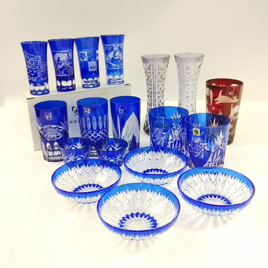 大量 未使用含む 切子 和食器 食器いろいろまとめて タンブラー/グラス/おちょこ/一輪挿し など