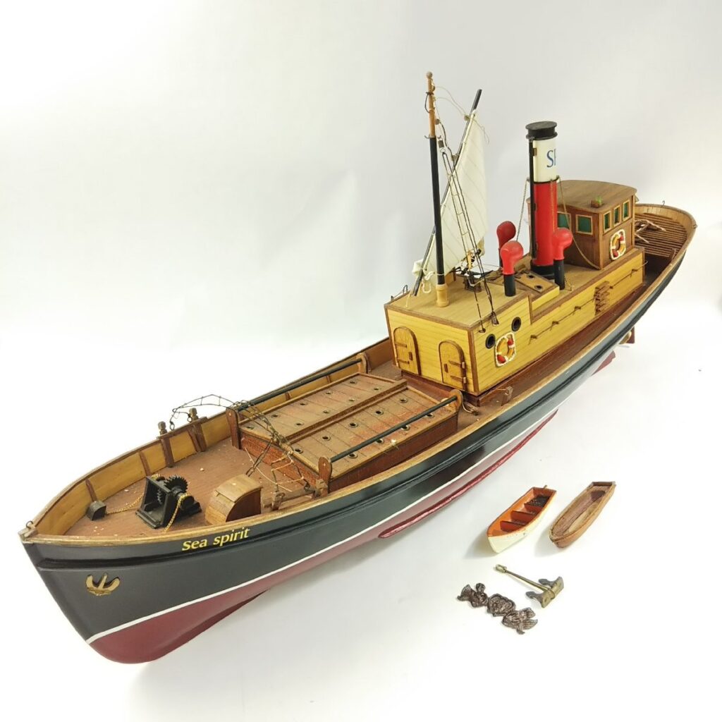 ジャンク 帆船模型 大型木製模型 全長約80cm アンティーク風置物 オブジェ