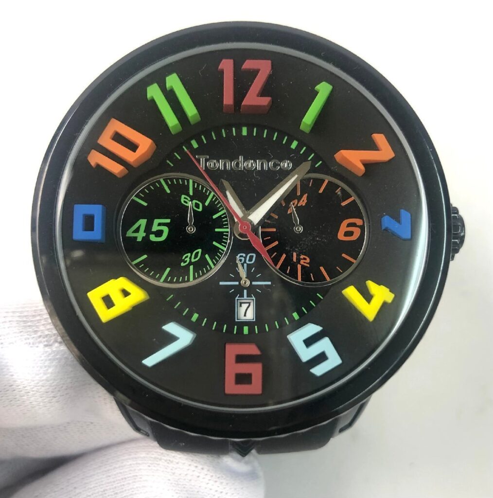 Tendence TY460610 腕時計 マルチカラー 黒文字盤 クロノグラフ 電池切れ 未稼働