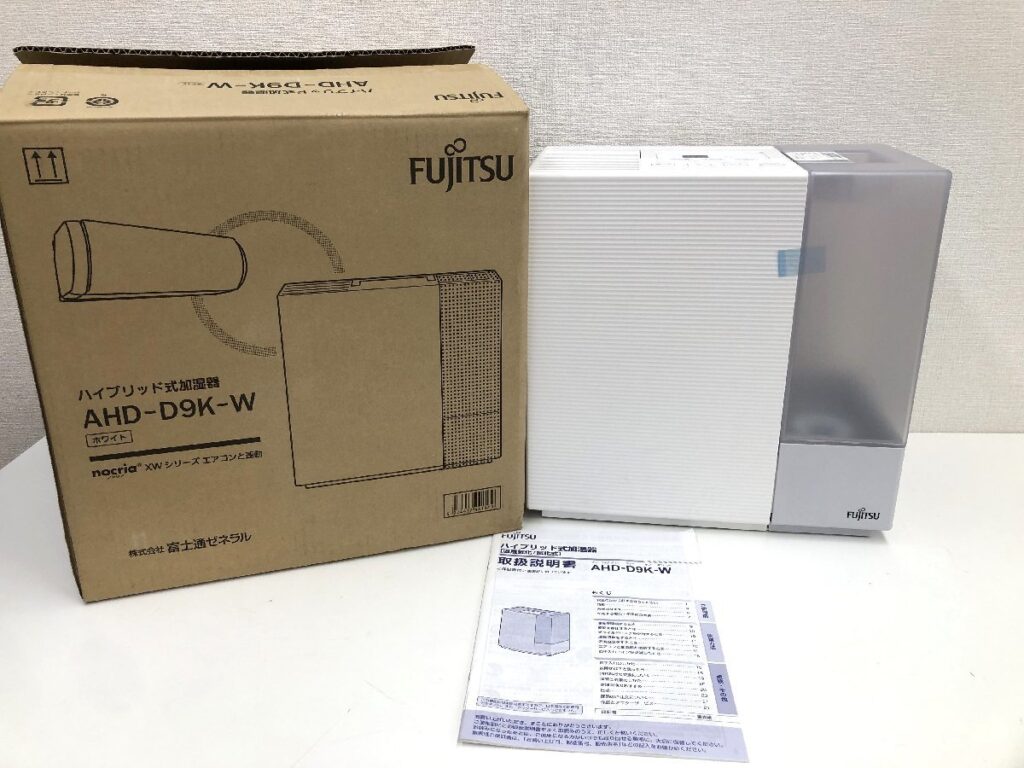 FUJITSU 富士通 ハイブリット式加湿器 AHD-D9K-W 2021年製 温風気化 気化式 取扱説明書 元箱付