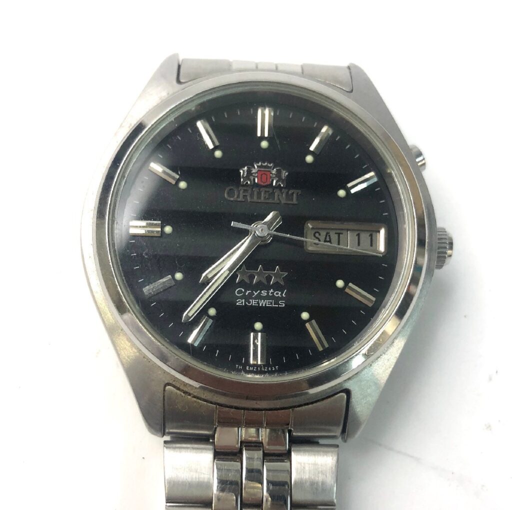 ORIENT Crystal オリエント スリースター 21 JEWELS EM5Y-C0 自動巻 デイデイト 腕時計 稼働品