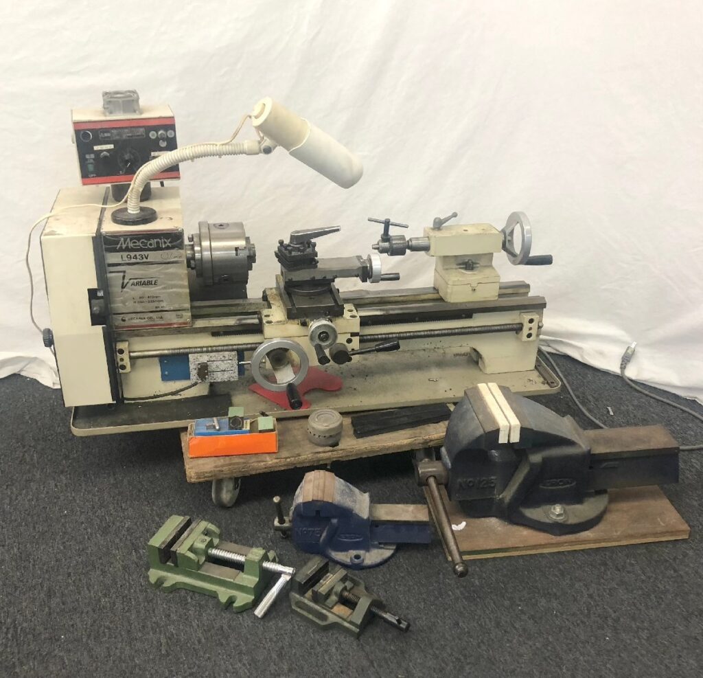 小型旋盤 L943V Mecanix メカニクス 万力付き 通電確認済み