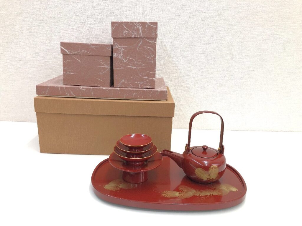 越前漆器 小判屠蘇器 お屠蘇セット 銀朱 沈金雅松 会津漆器 うるし塗 漆塗 漆芸 漆器 工芸品 箱付