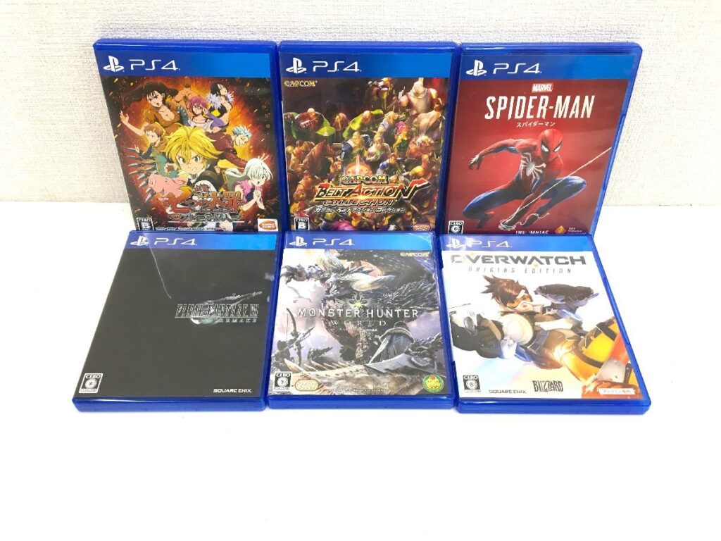 PS4 プレステ4 ソフト モンハン/スパイダーマン/ファイナルファンタジーⅦ(リメイク)/他 6本 まとめ売り