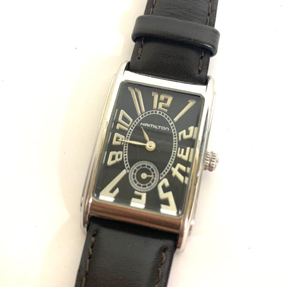 HAMILTON ハミルトン 6351 スモセコ 時計 スクエア メンズ 社外ベルト 電池切れ 動作未確認