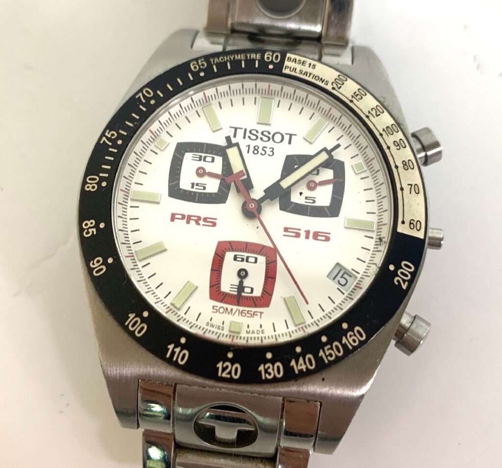TISSOT ティソ PRS 516 デイト クロノグラフ 時計 竜頭部品欠品 電池切れ 動作未確認