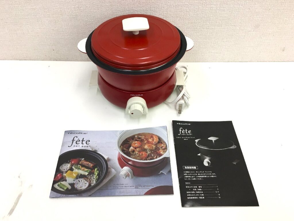 recolte ポットデュオ フェット 電気グリル鍋 RPD-3 調理器 通電確認済み