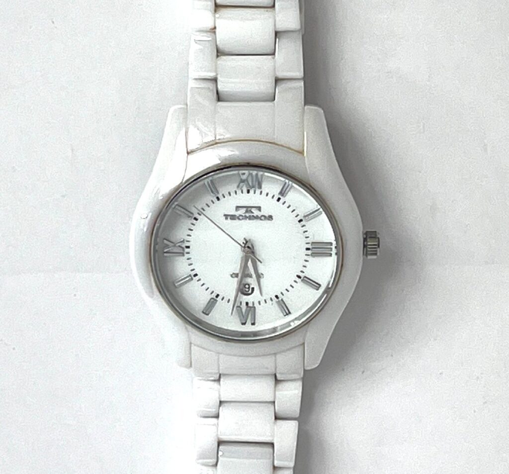TECHNOS テクノス セラミック T9307 ホワイト 時計 動作確認済み