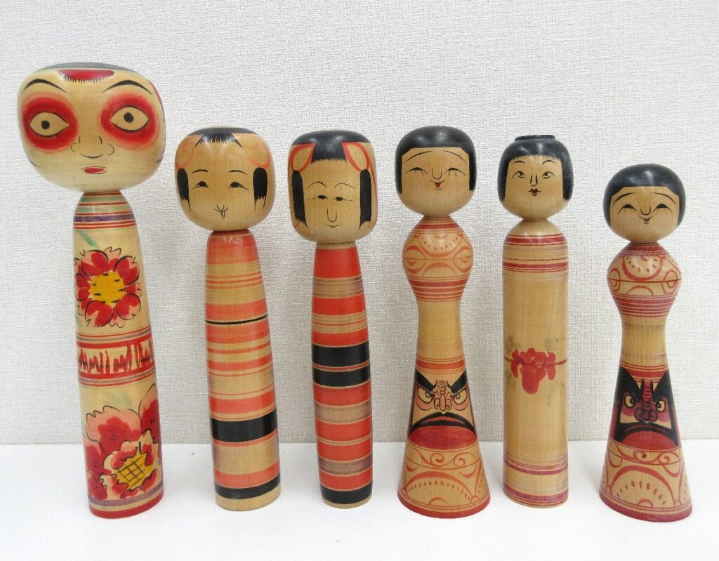 こけし 銘入り 6体まとめ 本多信夫 佐藤佐志馬 奥瀬てつのり 森みつお 伝統工芸品 郷土玩具