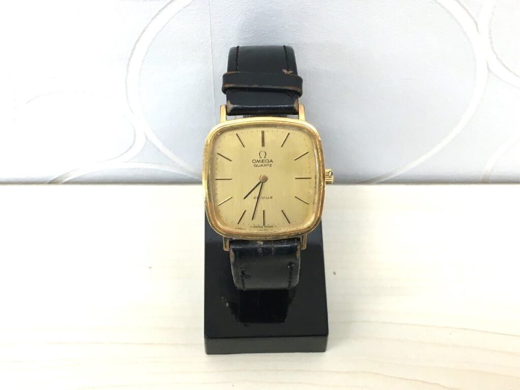 オメガ デビル QZ ゴールド文字盤 メンズ腕時計 電池切れ
