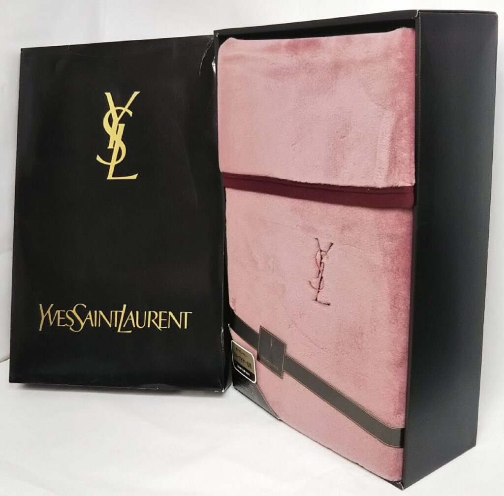 YSL イヴサンローラン ニューマイヤー毛布 140×200㎝ アクリル100％ ピンク 難あり