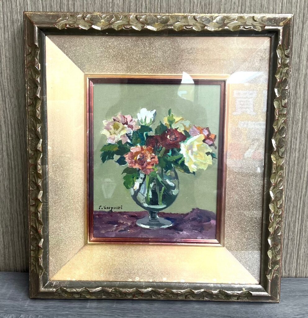 真作 鈴木傅 油彩 3号 ばらの花