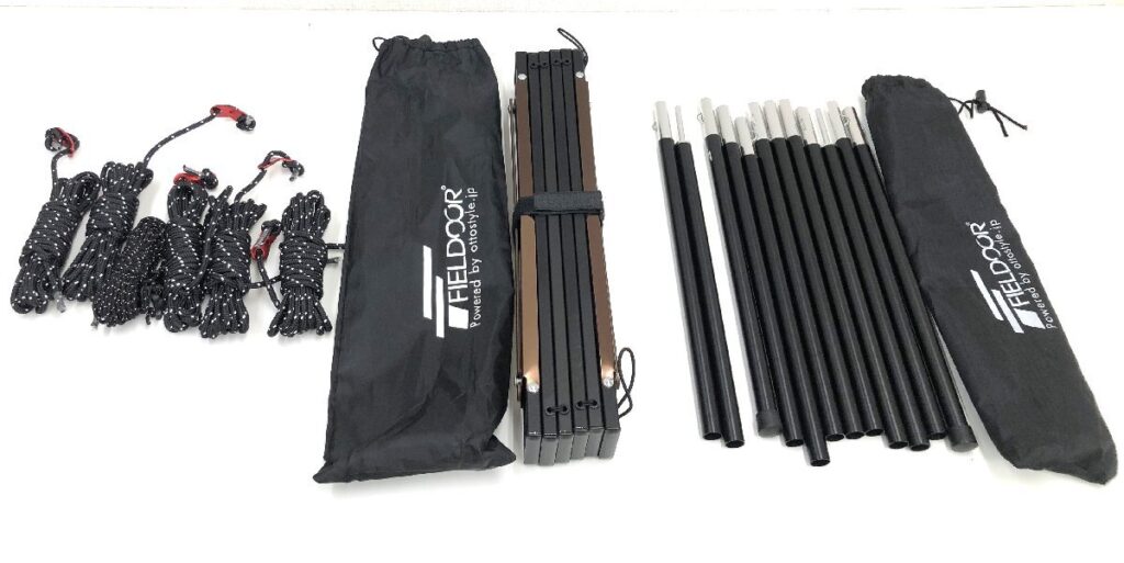 FIELDOOR タープ用ポール、ローテーブル、ロープまとめセット キャンプ用品