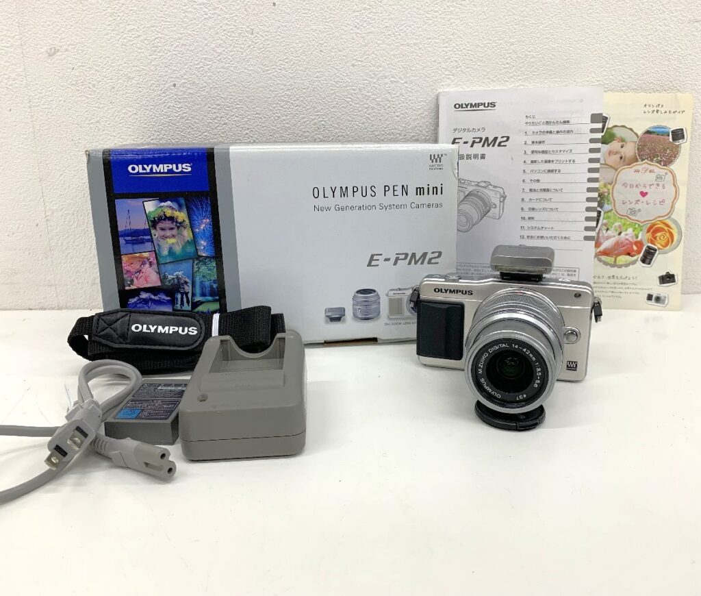 OLYMPUS PEN mini オリンパス E-PM2 デジタルカメラ レンズ M.ZUIKO DIGITAL 14-42mm 元箱 取扱説明書付 動作確認済