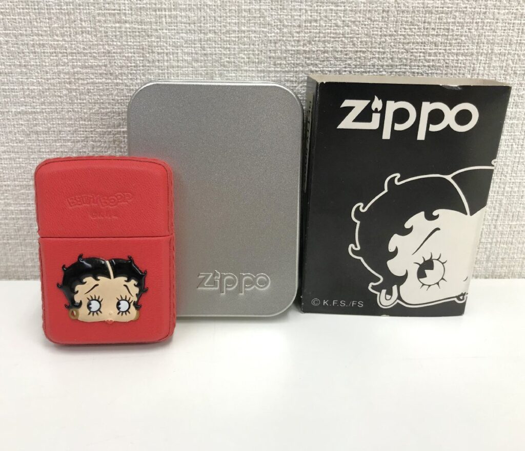 BETTY BOOP ベティブープ ベティちゃん ZIPPO ジッポ レザー 皮巻 レッド ケース付き