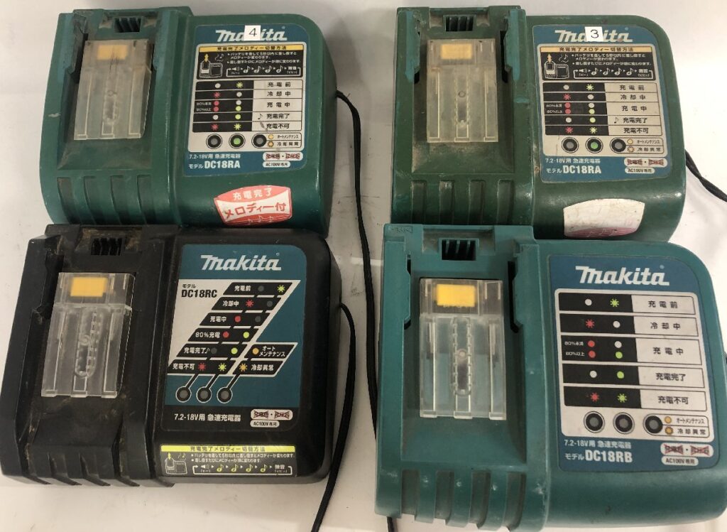 通電確認済み Makitaマキタ 充電器 4点まとめ DC10RA 2点 DC18RB DC18RC 小型急速充電器 スライドバッテリ専用