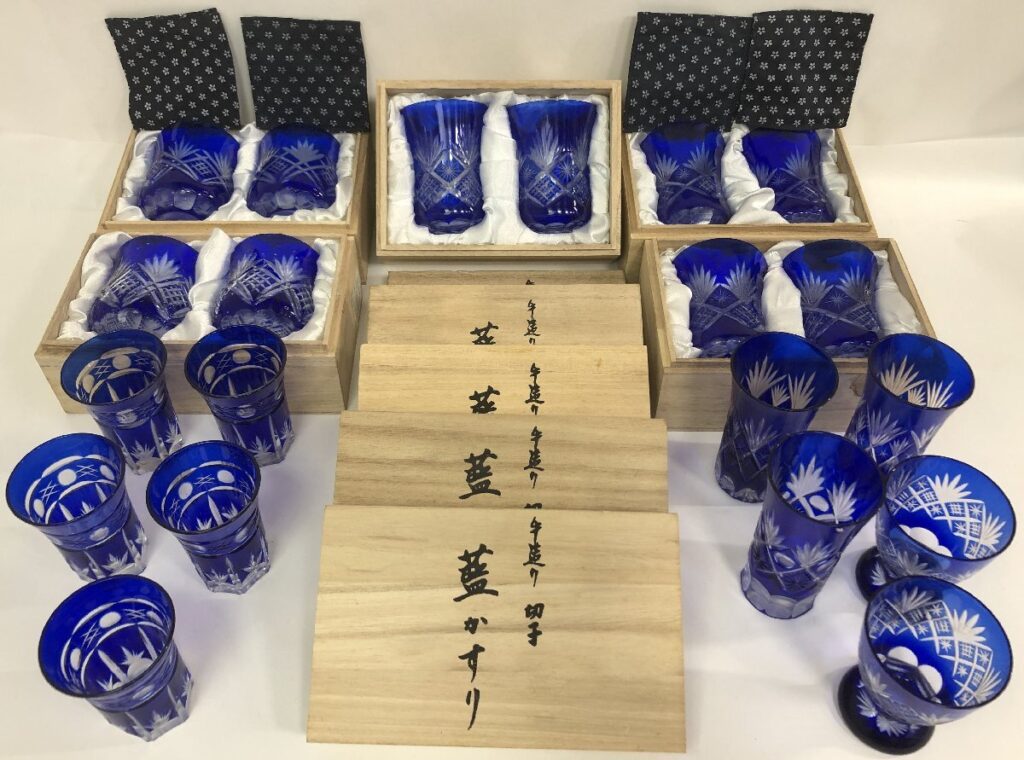 大量 未使用含む 切子 手造り 蓋かすり AK-109/AK-101 和食器 食器 グラス いろいろまとめて コップ コースター付き