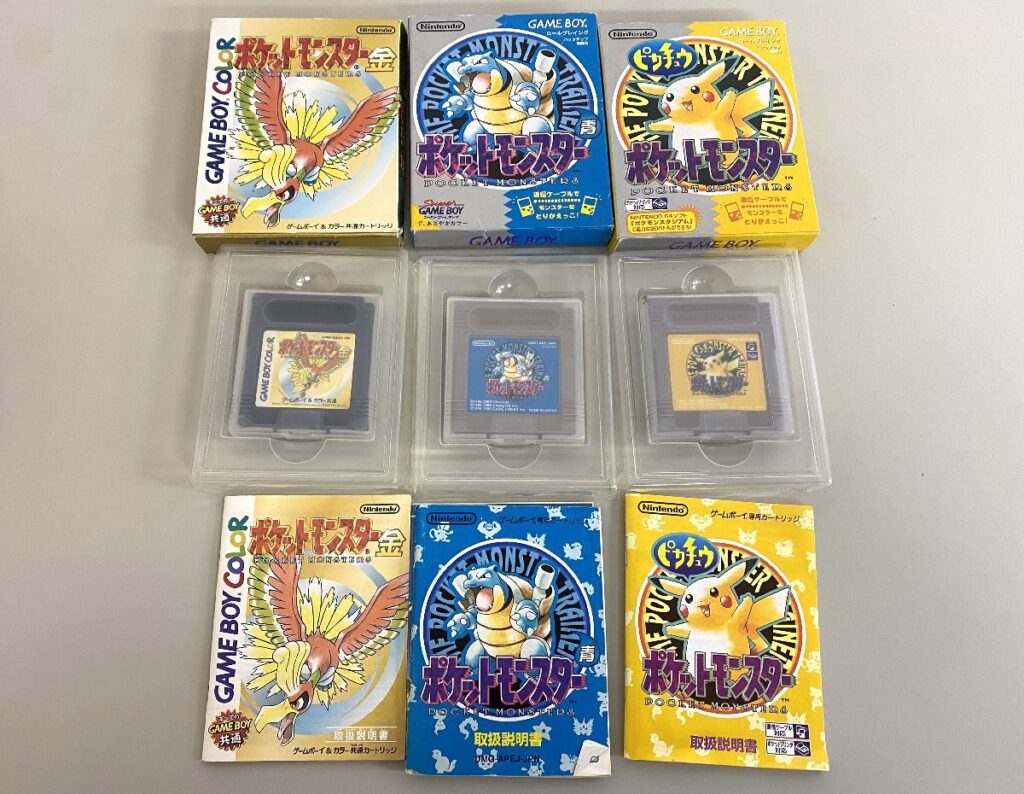 Nintendo ゲームボーイ用ソフト ポケモン ポケットモンスター 金 青 ピカチュウ 3本セット 動作未確認 外箱有