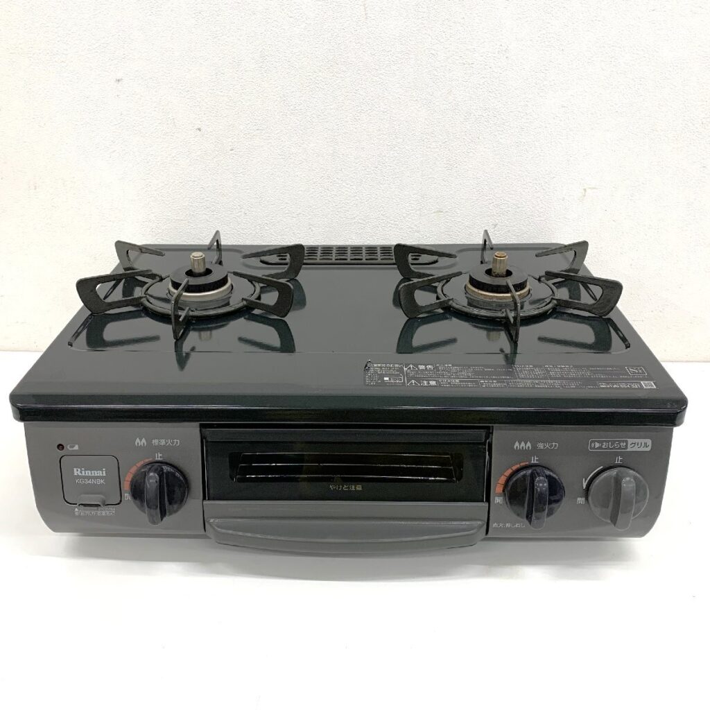 Rinnai リンナイ ガステーブル ガスコンロ KG34NBKR 都市ガス用 2021年製 ブラック 右強火力 調理家電