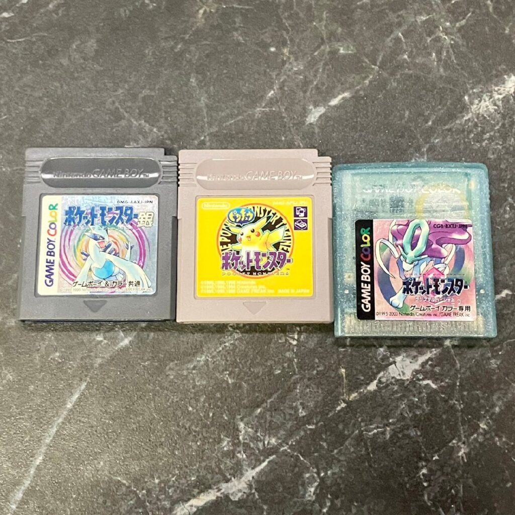 Nintendo ゲームボーイ用ソフト ポケモン ポケットモンスター 銀 クリスタル ピカチュウ 3本セット 動作未確認